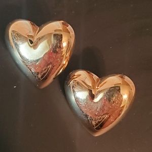 Vintage Pair of Gold Heart Earrings